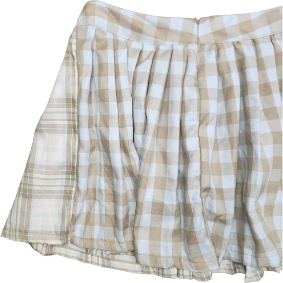 Rue 21 Womens M Tan Blue White Plaid Schoolgirl A-Line Pleated Skirt NWT - Picture 3 of 9